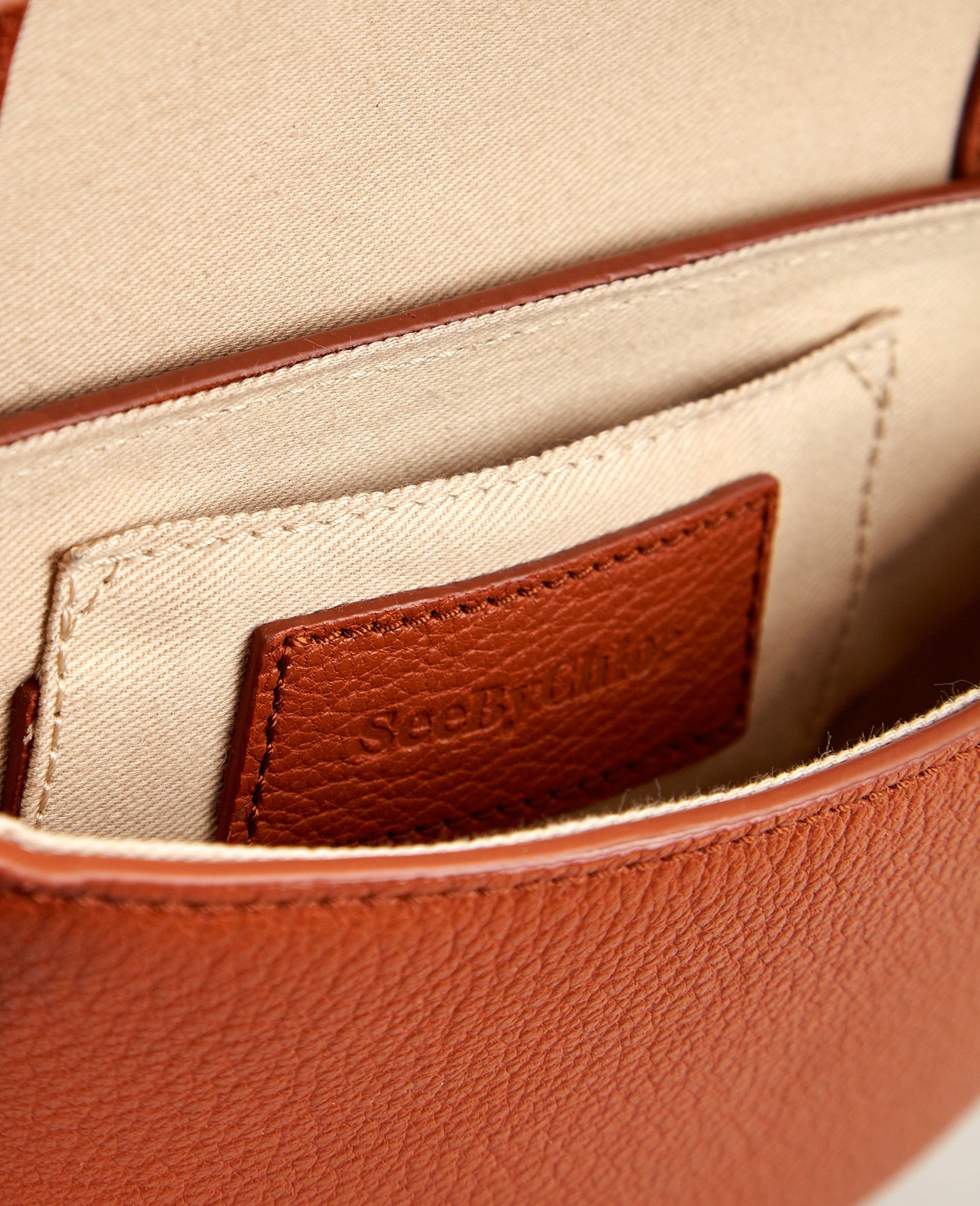 Mini sac Hana en cuir grainé et suédé - Caramello