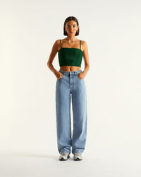 Crop top Amla à paillettes - Green