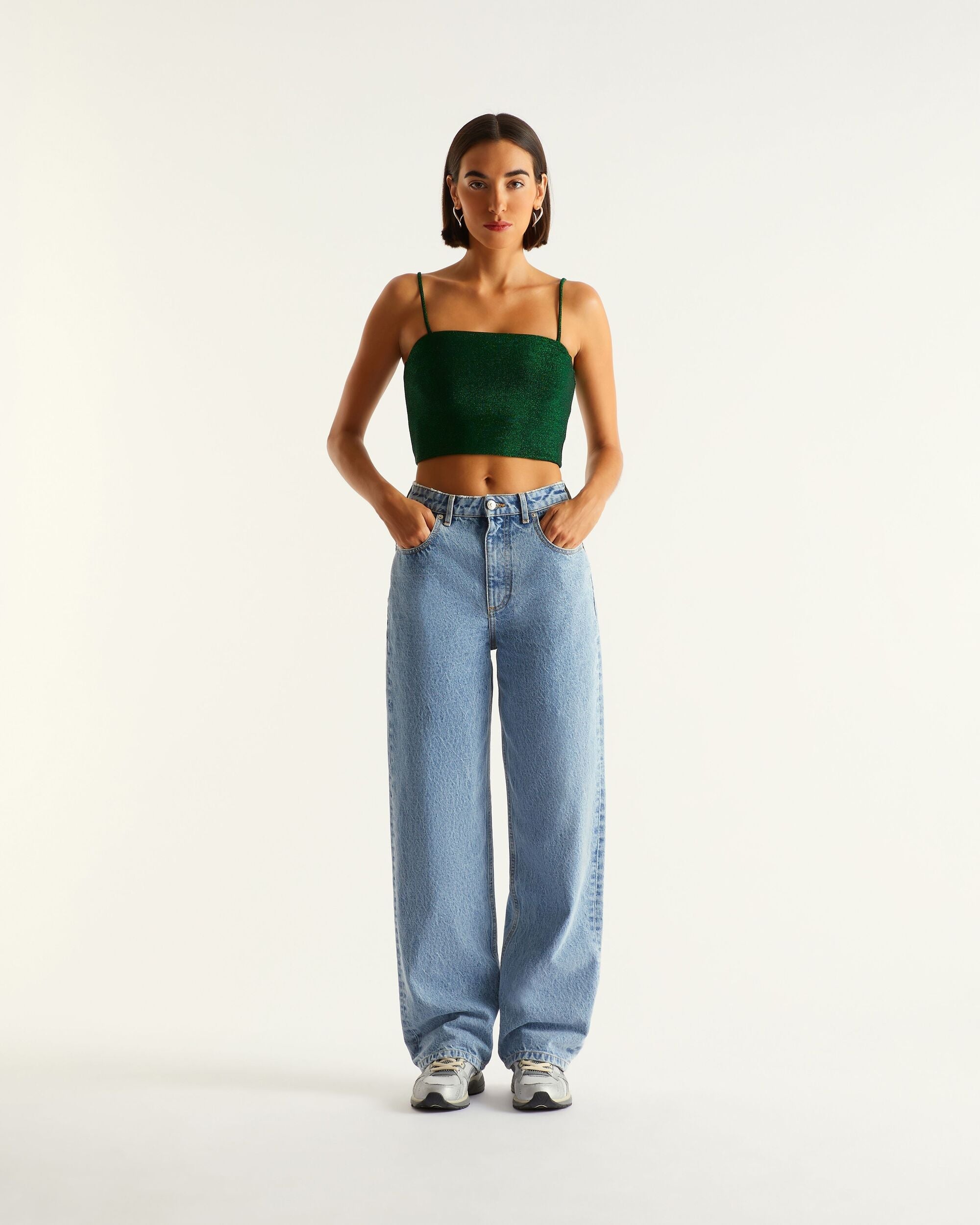 Crop top Amla à paillettes - Green