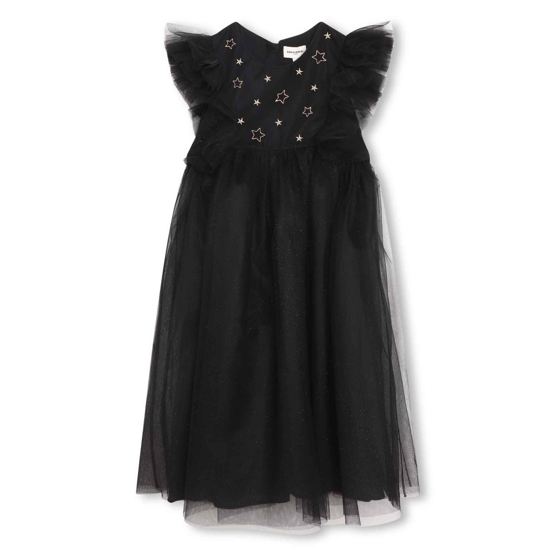 Robe longue en tulle pailleté - Noir
