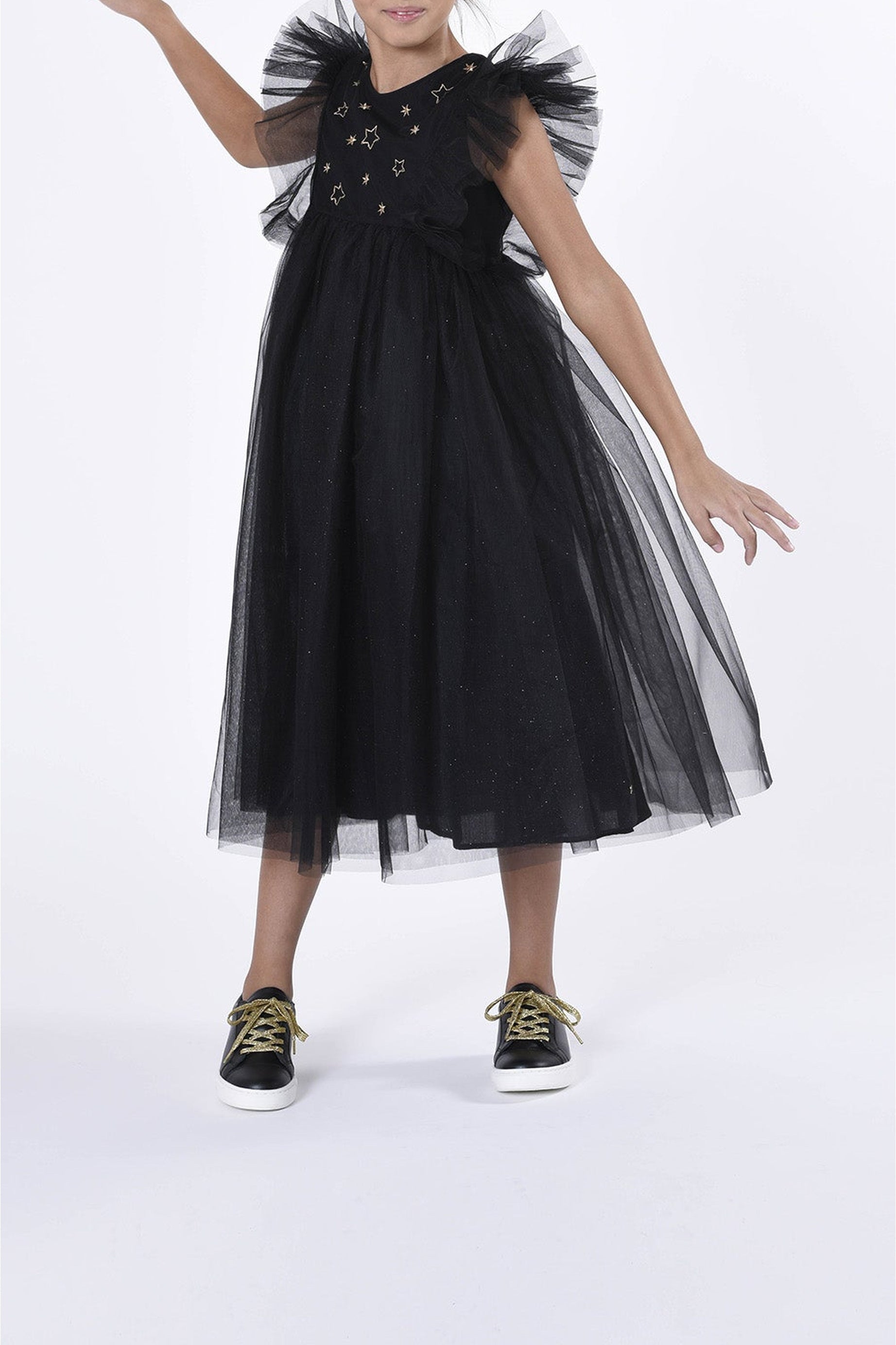 Robe longue en tulle pailleté - Noir