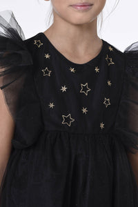 Robe longue en tulle pailleté - Noir