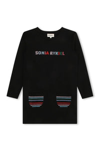Robe rayée coupe droite - Noir