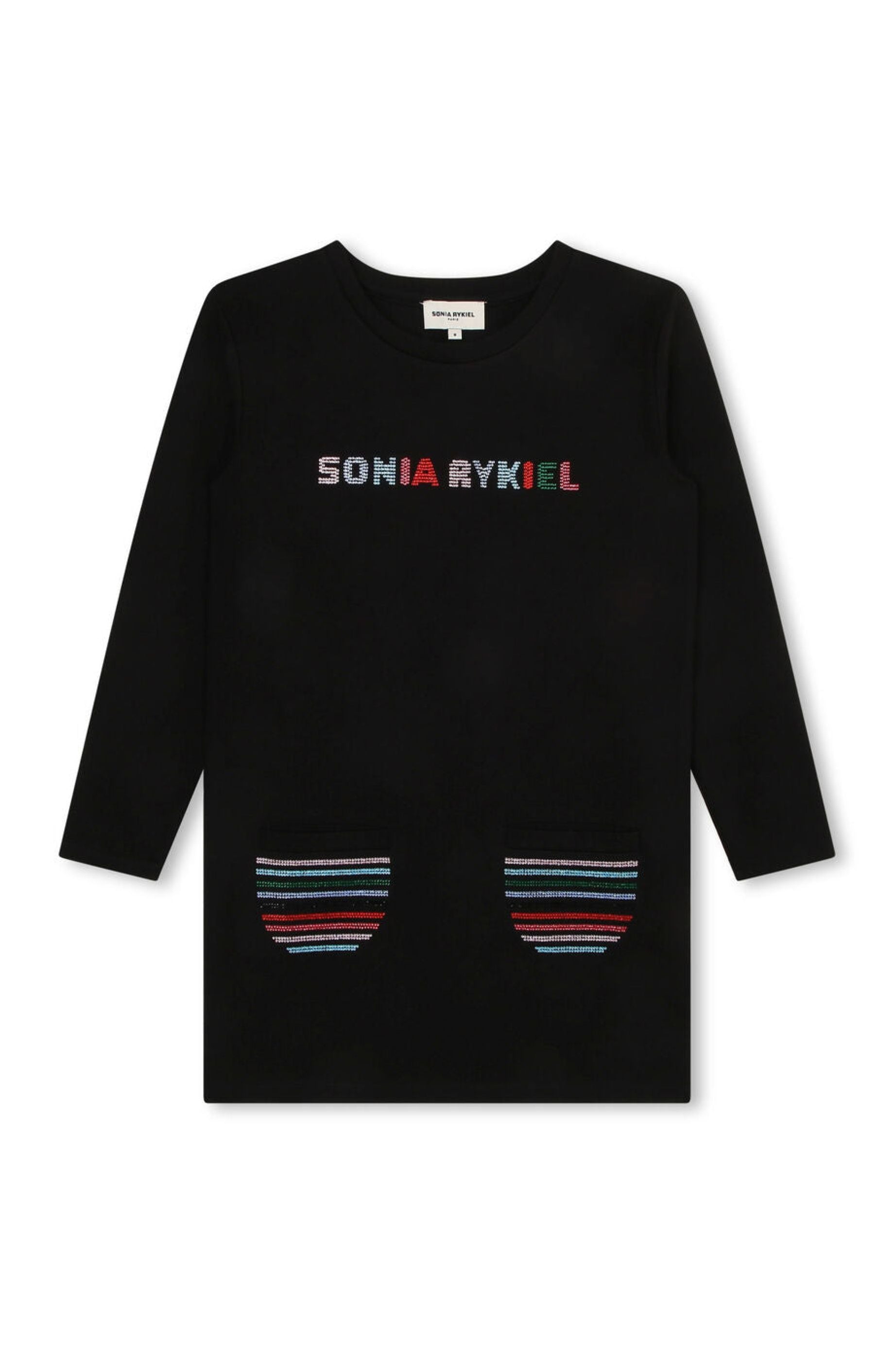 Robe rayée coupe droite - Noir