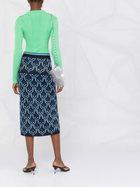 Jupe longue à motif jacquard - Blue Jacquard Paco
