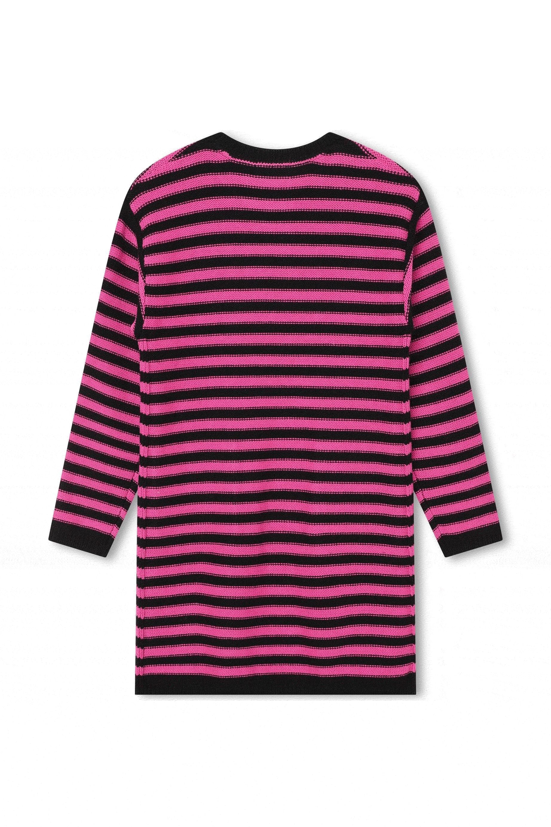 Robe rayée tricotée - Fuchsia