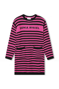 Robe rayée tricotée - Fuchsia