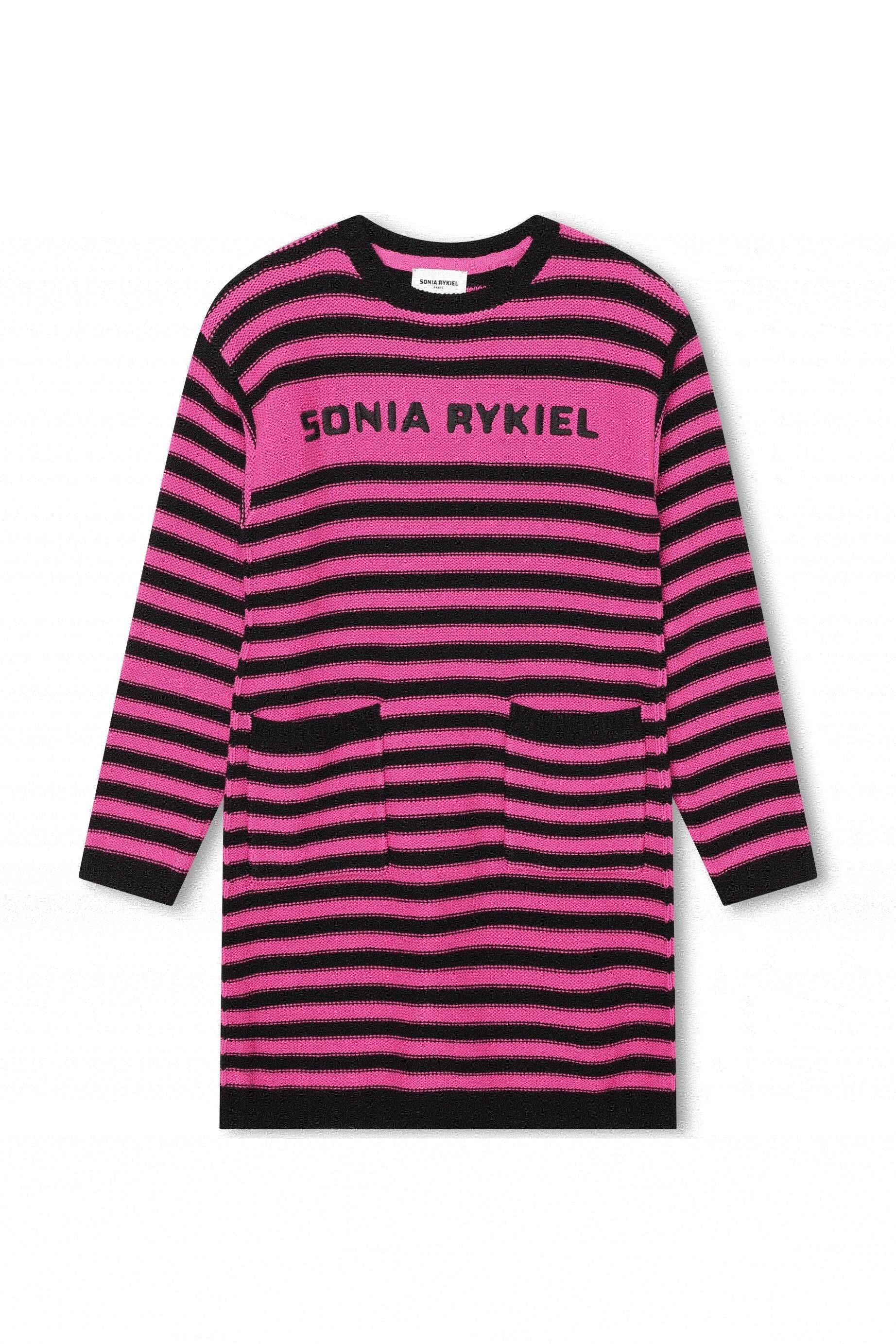Robe rayée tricotée - Fuchsia