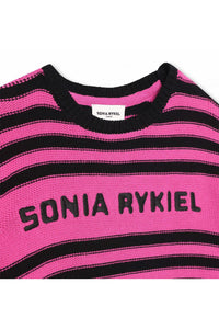 Robe rayée tricotée - Fuchsia