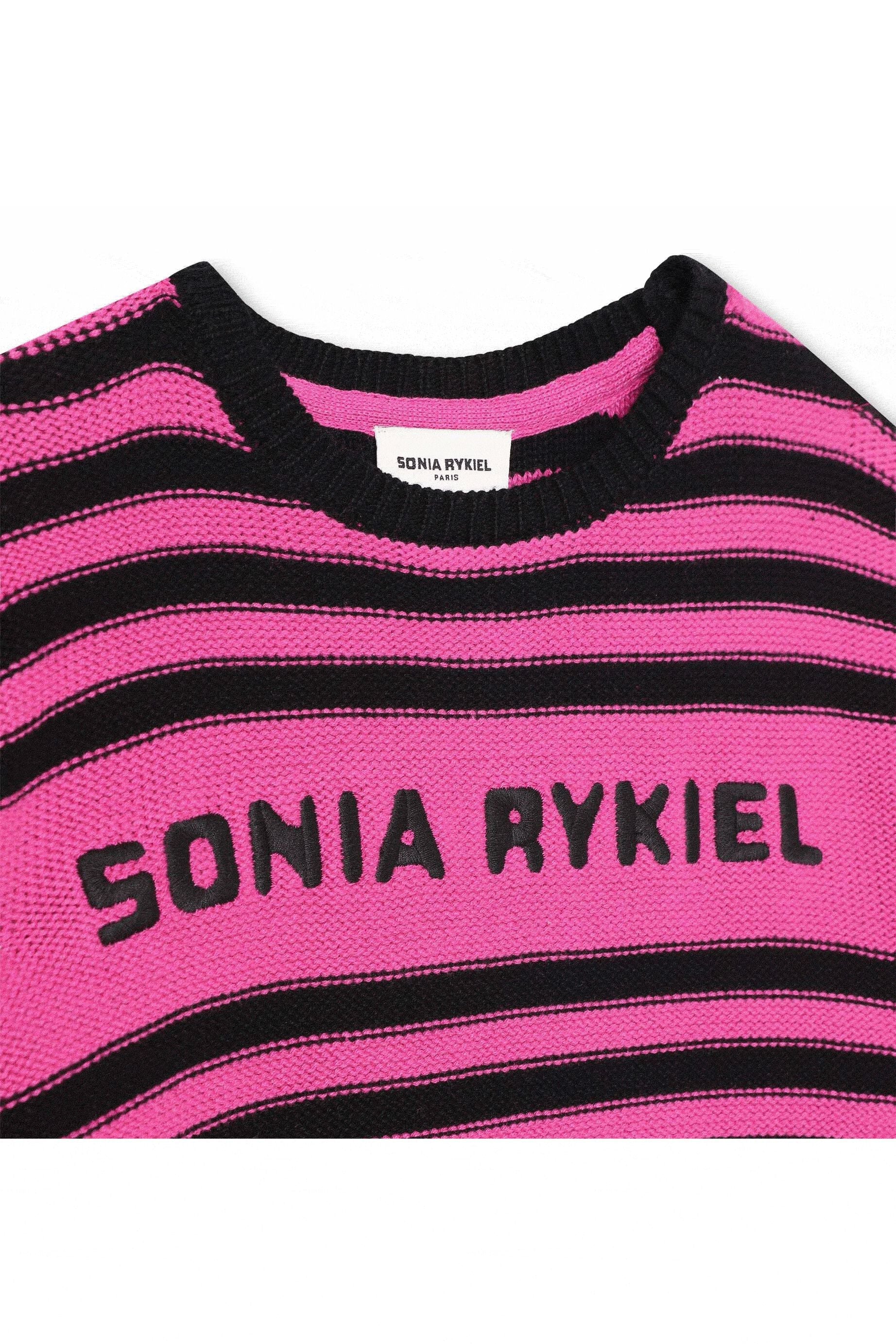 Robe rayée tricotée - Fuchsia