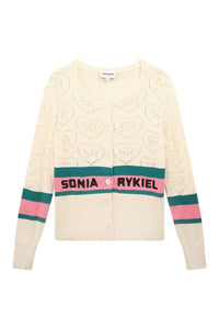 Cardigan tricoté à motifs ajourés - Ivoire