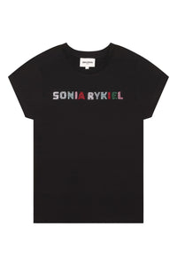 T-shirt logo Sonia Rykiel à strass - Noir