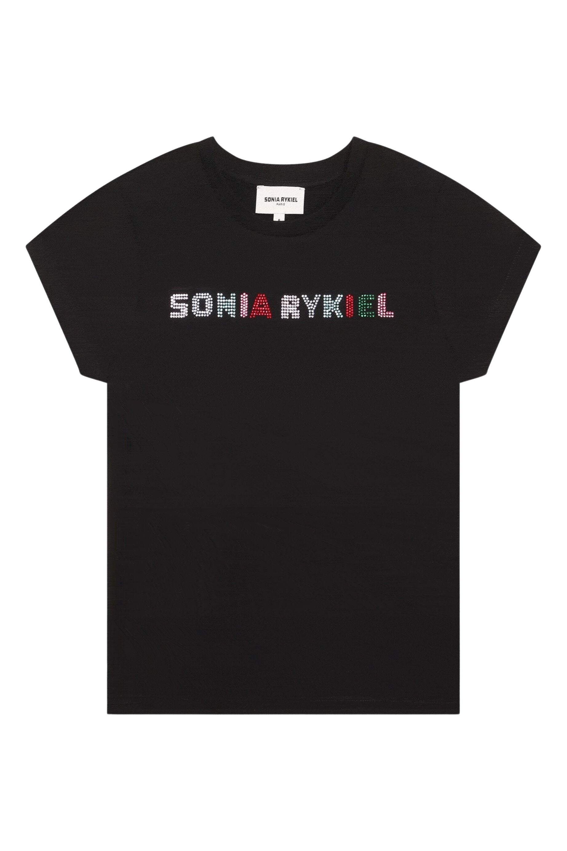 T-shirt logo Sonia Rykiel à strass - Noir