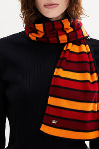 Echarpe à rayure en laine - Rouge & Orange