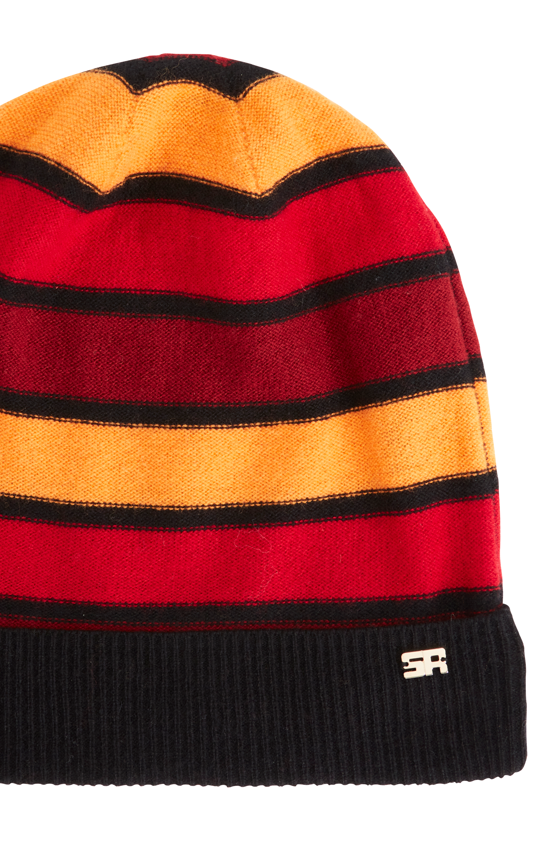 Bonnet à rayure en laine - Rouge & Orange
