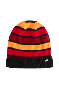 Bonnet à rayure en laine - Rouge & Orange