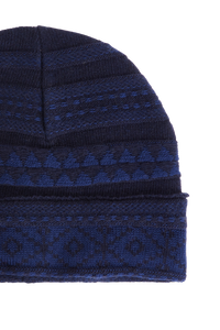 Bonnet tricot jacquard en laine - Bleu