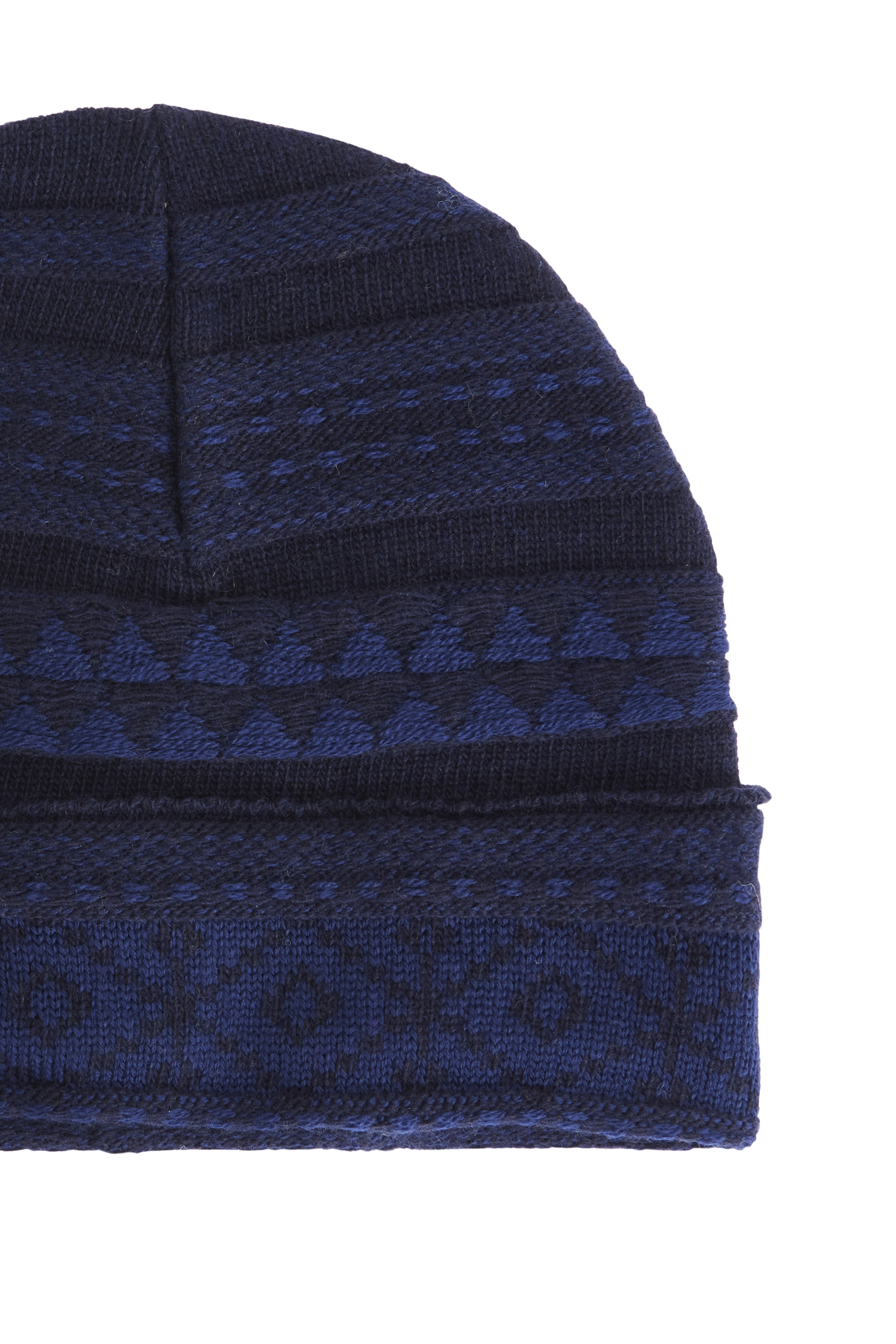 Bonnet tricot jacquard en laine - Bleu