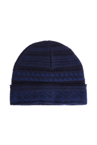 Bonnet tricot jacquard en laine - Bleu