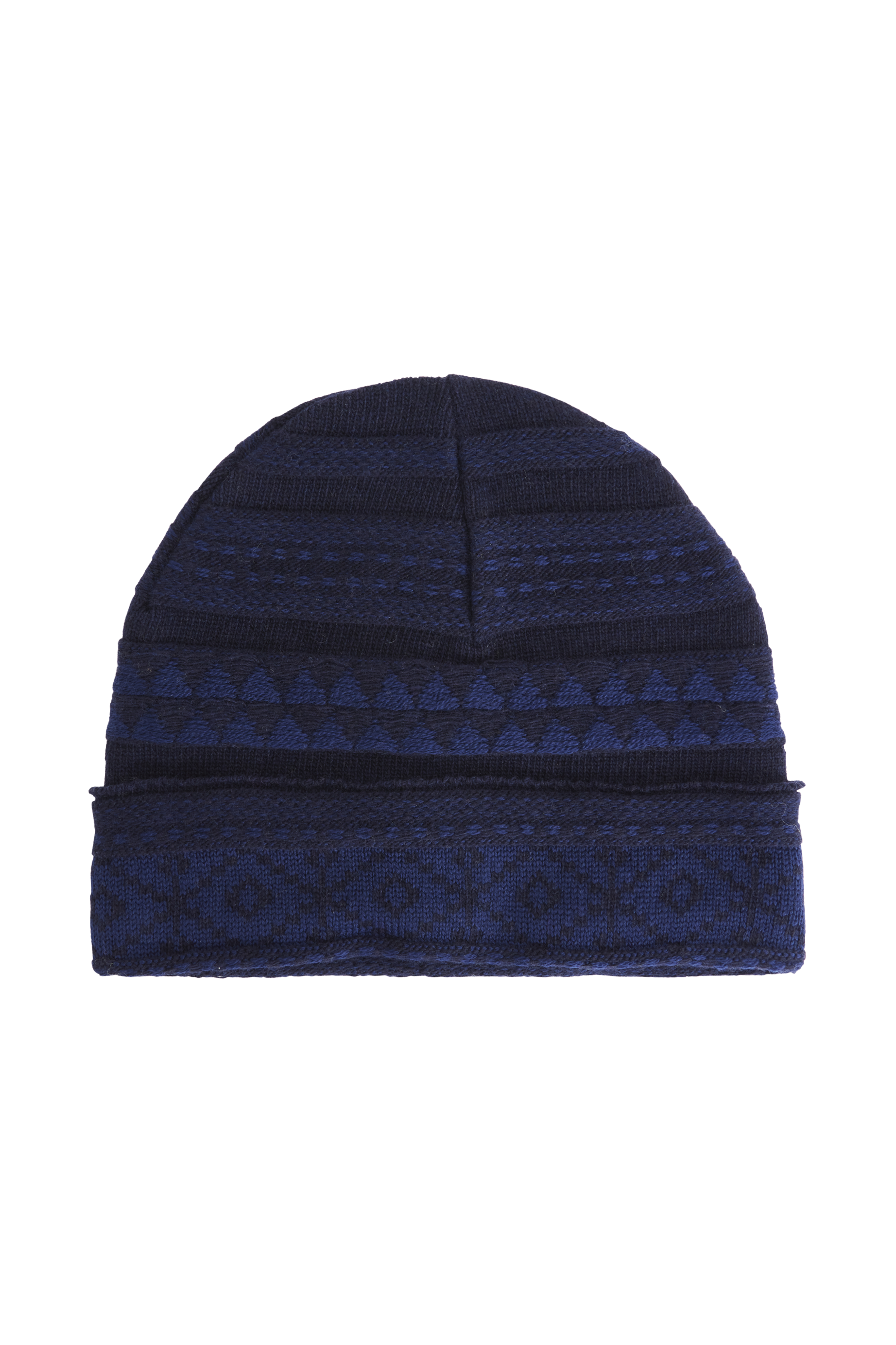 Bonnet tricot jacquard en laine - Bleu