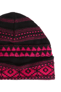 Bonnet tricot jacquard en laine - Fuchsia