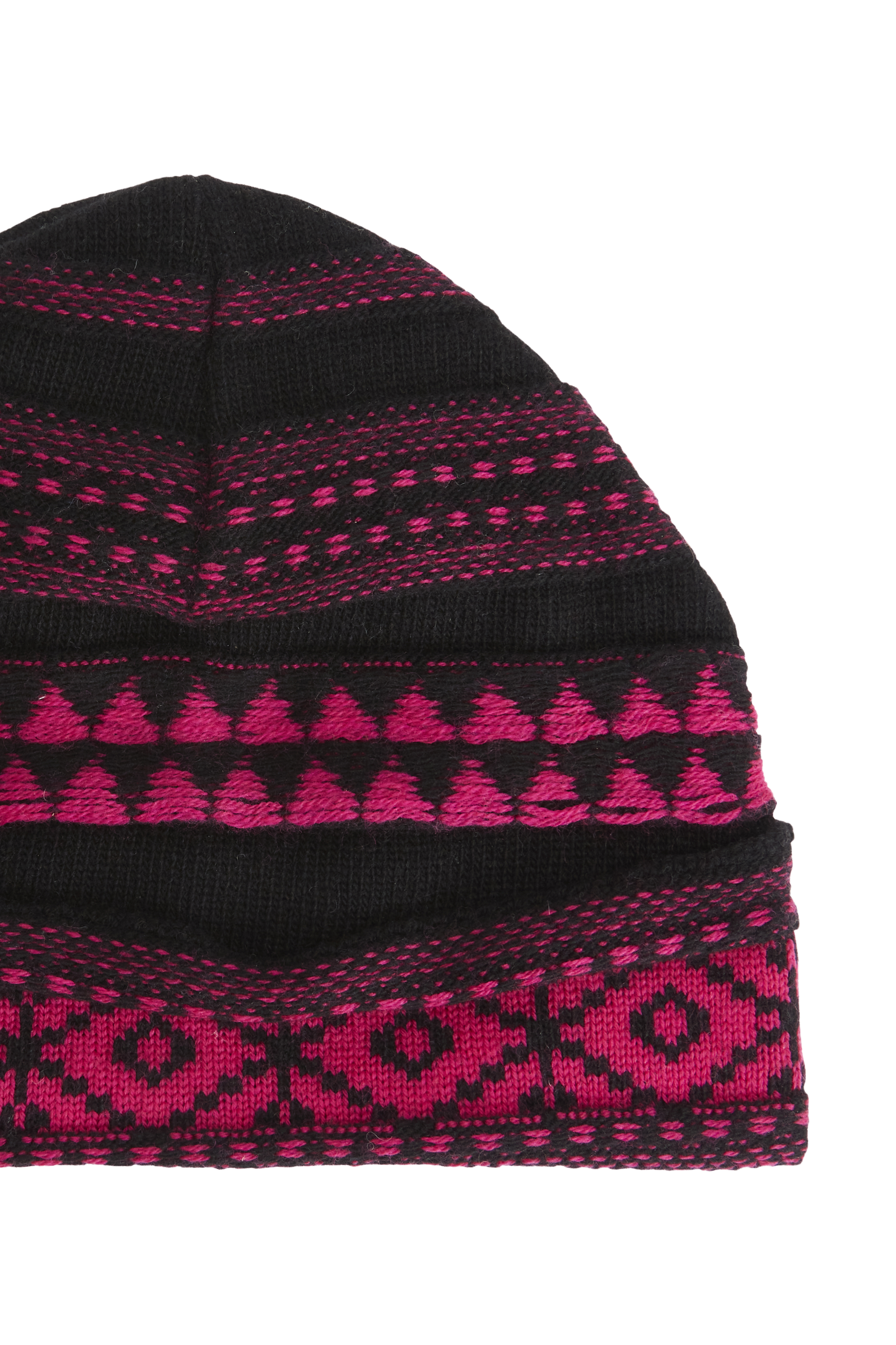 Bonnet tricot jacquard en laine - Fuchsia