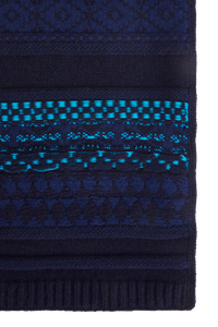 Echarpe tricot jacquard en laine - Bleu