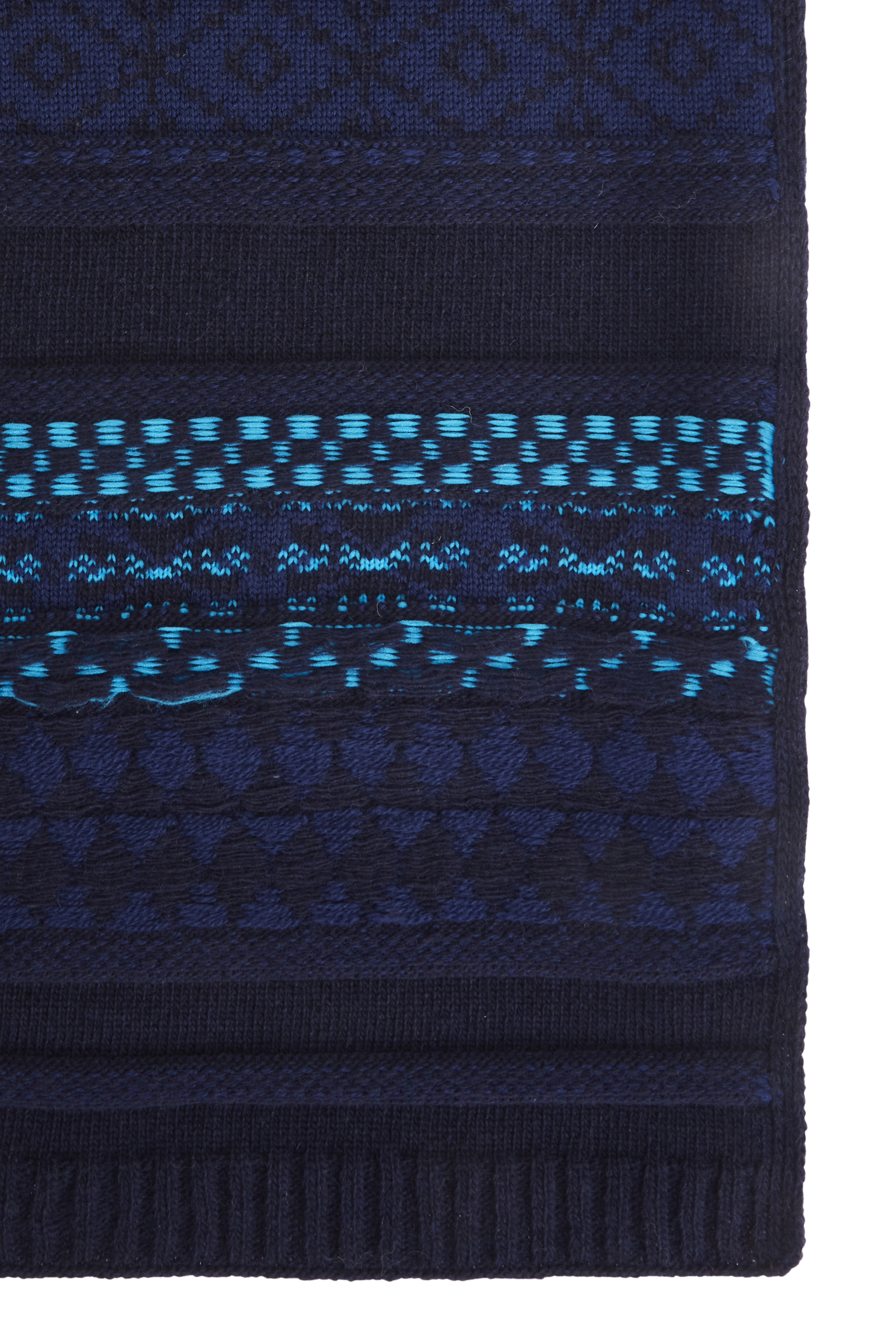 Echarpe tricot jacquard en laine - Bleu