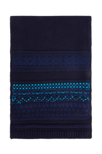 Echarpe tricot jacquard en laine - Bleu
