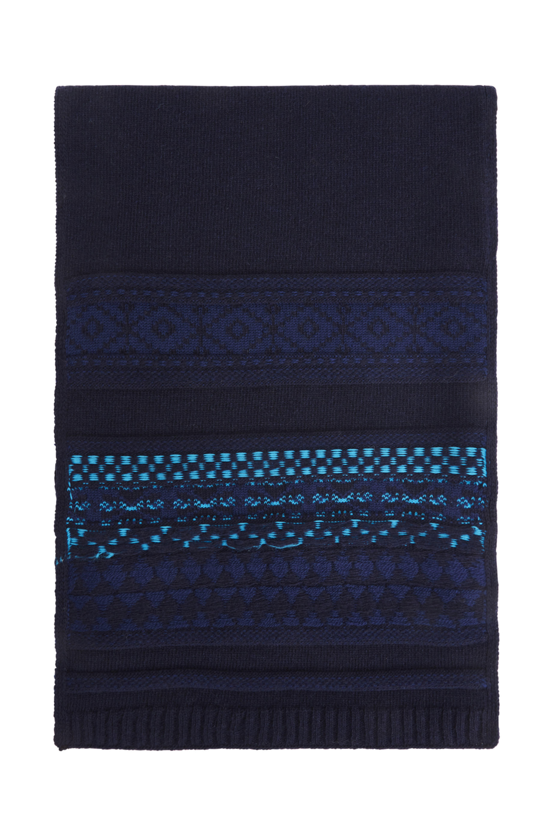 Echarpe tricot jacquard en laine - Bleu