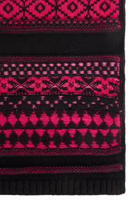 Echarpe tricot jacquard en laine - Fuchsia