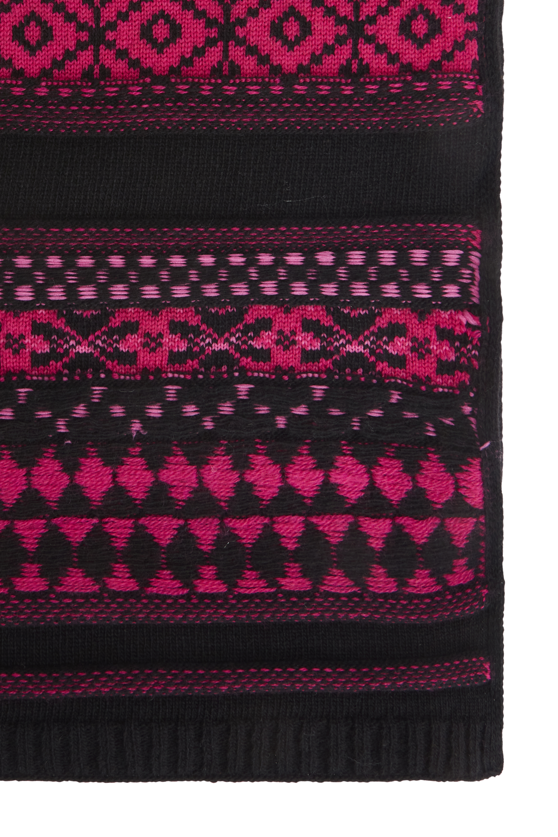 Echarpe tricot jacquard en laine - Fuchsia