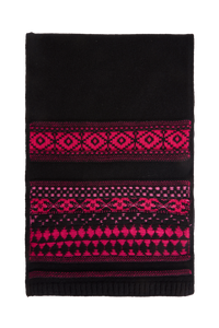 Echarpe tricot jacquard en laine - Fuchsia