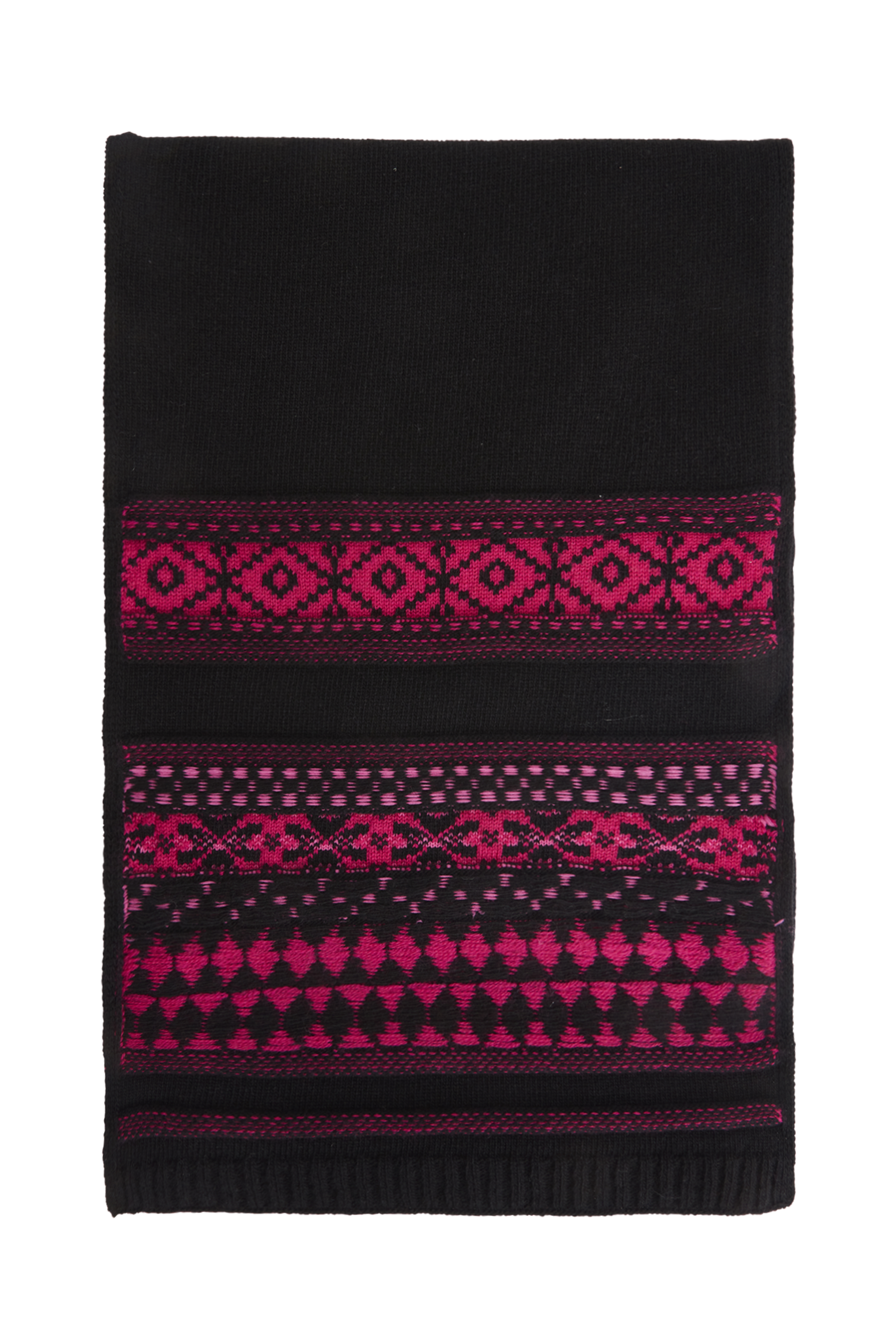 Echarpe tricot jacquard en laine - Fuchsia