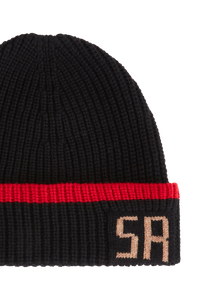 Bonnet avec logo en laine - Noir