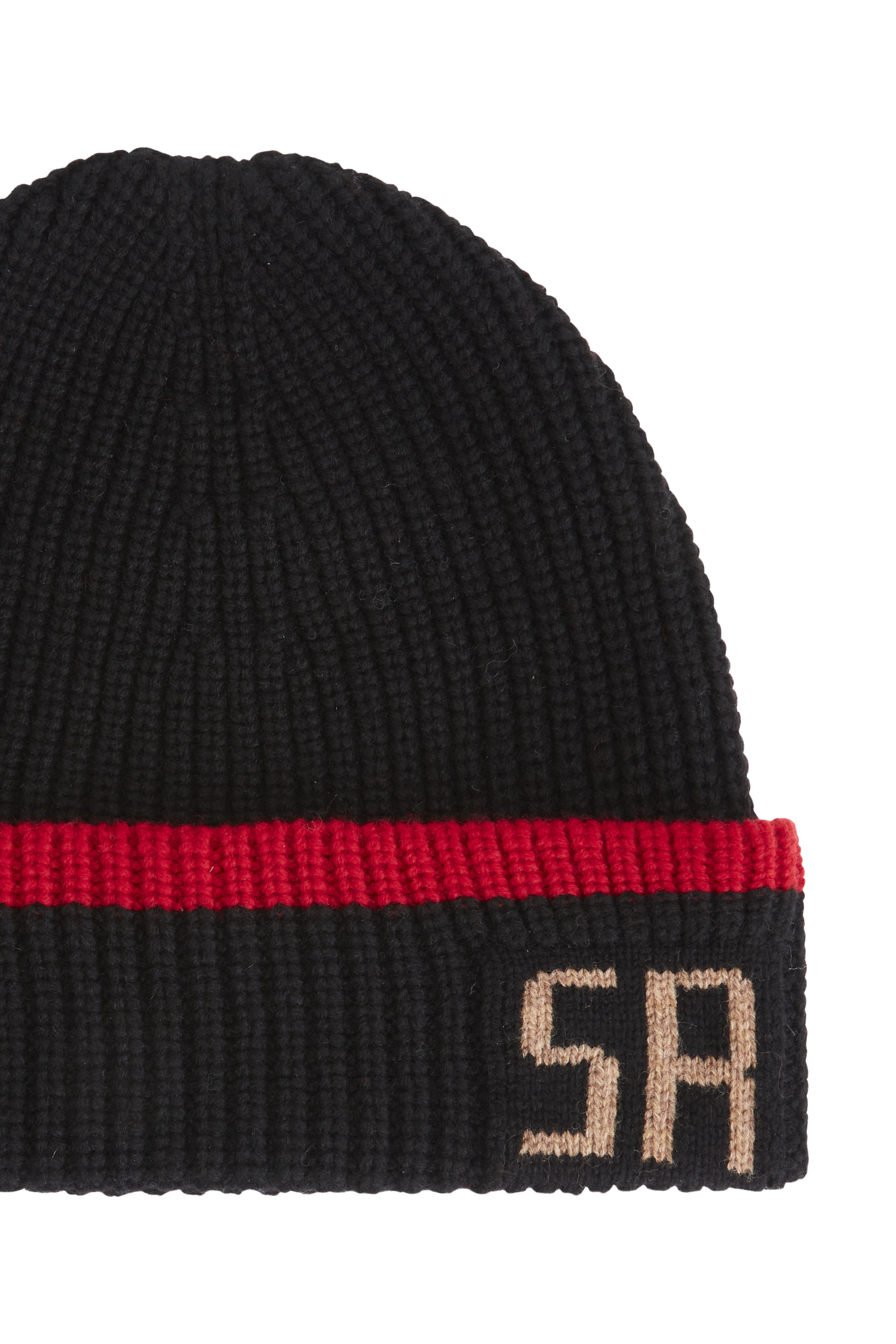 Bonnet avec logo en laine - Noir