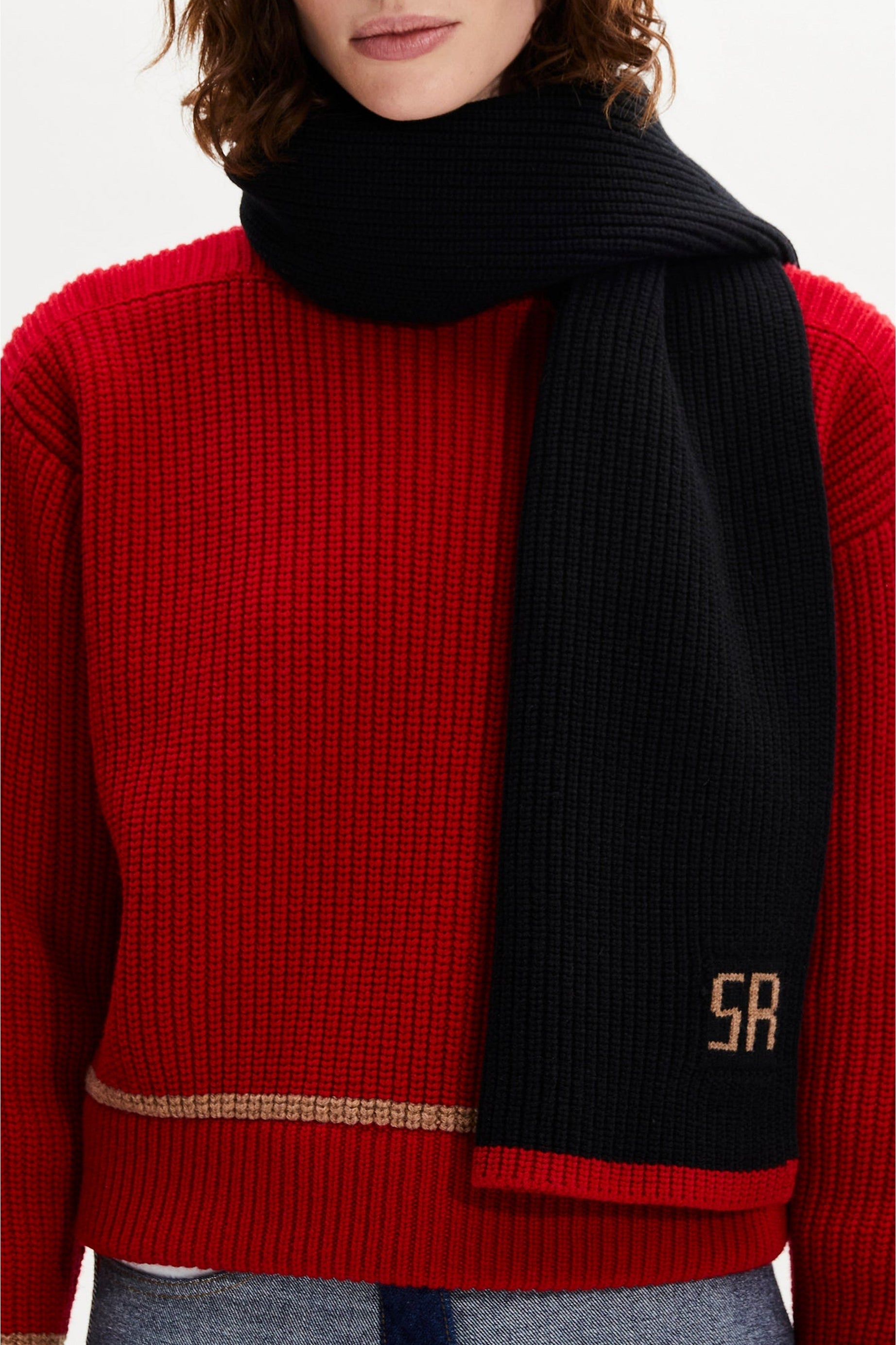 Bonnet avec logo en laine - Noir