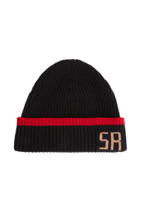 Bonnet avec logo en laine - Noir