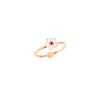Cherry blossom rose gold white & fuchsia enamel Ring - Rose Gold
