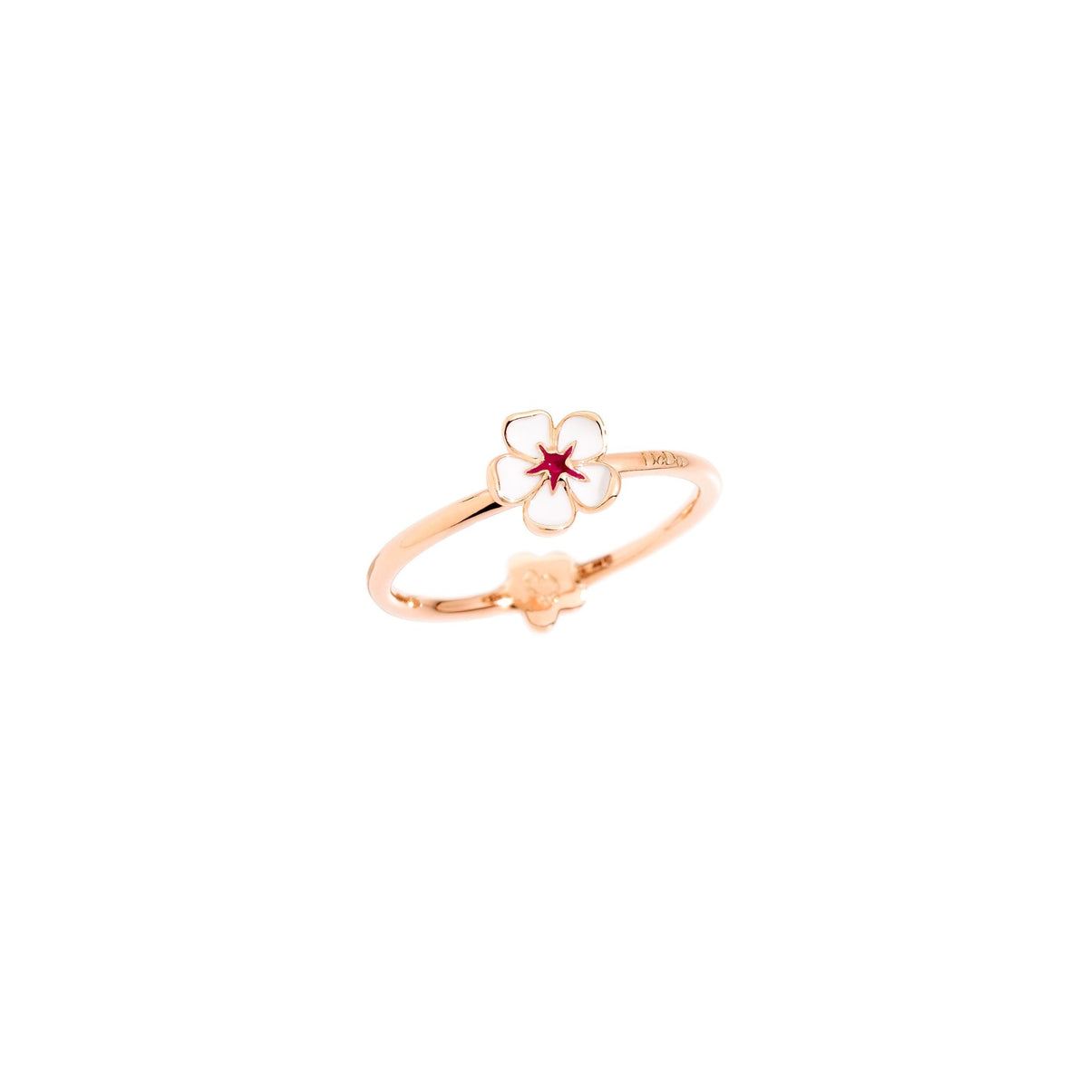 Cherry blossom rose gold white & fuchsia enamel Ring - Rose Gold