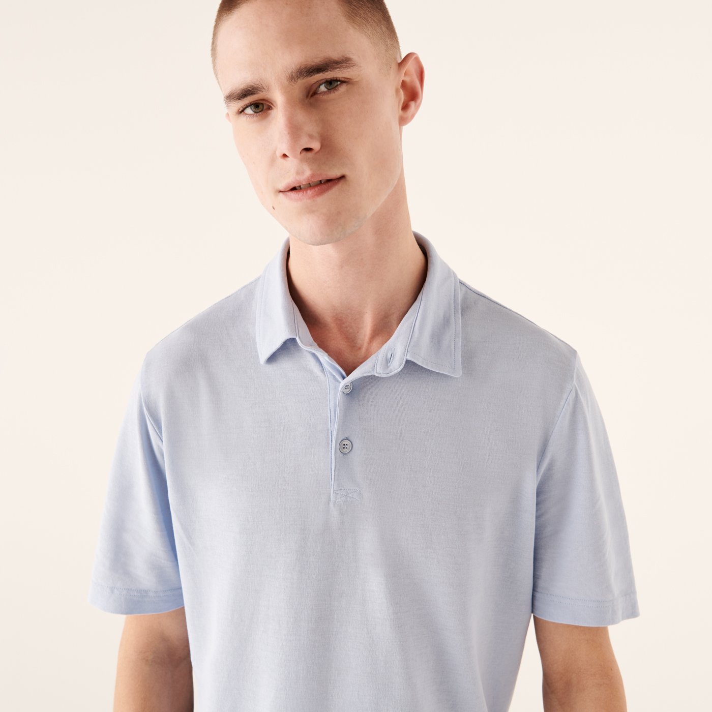 Polo en coton crêpé - Blue Sky
