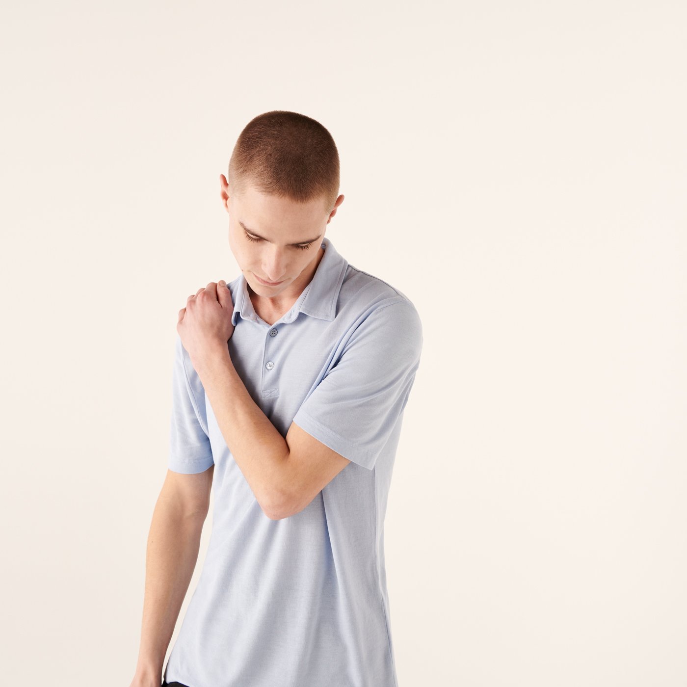 Polo en coton crêpé - Blue Sky