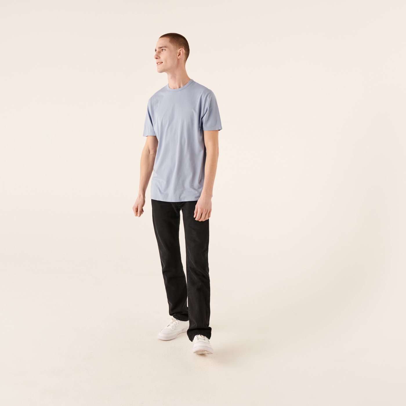 T-shirt à col rond droit - Blue-Gray