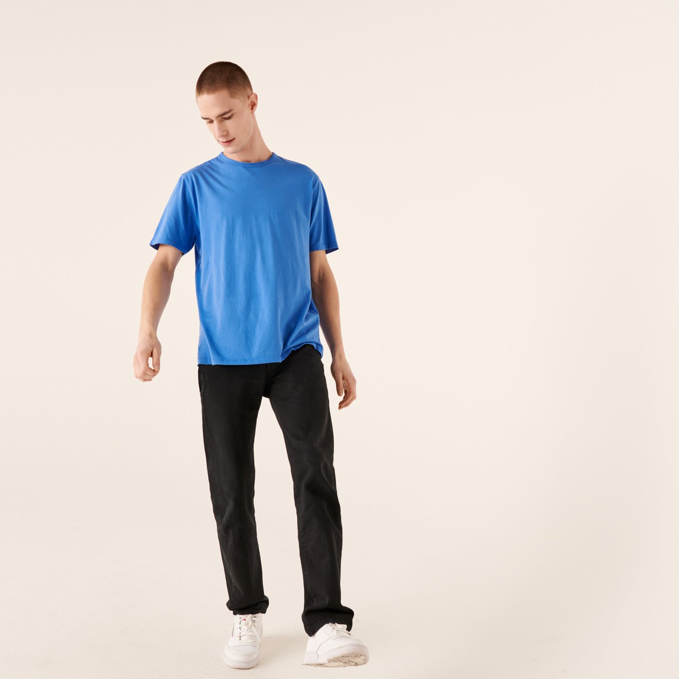 T-shirt à col rond droit - Denim Blue