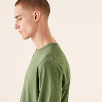 T-shirt à col rond droit - Olive Green