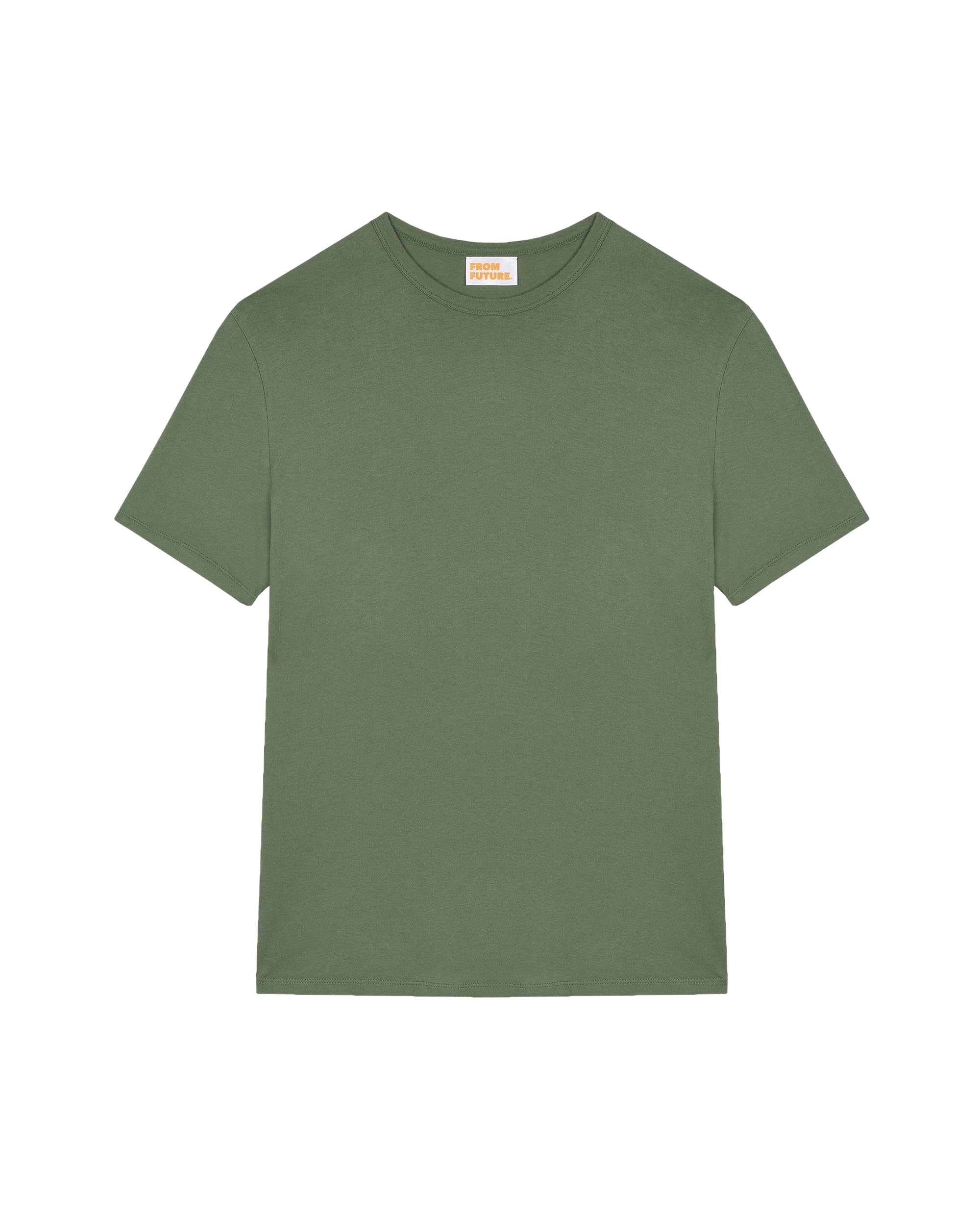 T-shirt à col rond droit - Olive Green
