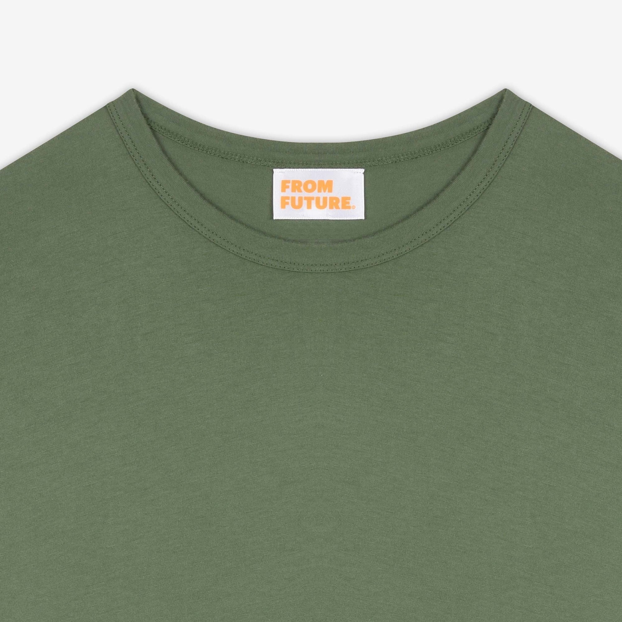 T-shirt à col rond droit - Olive Green