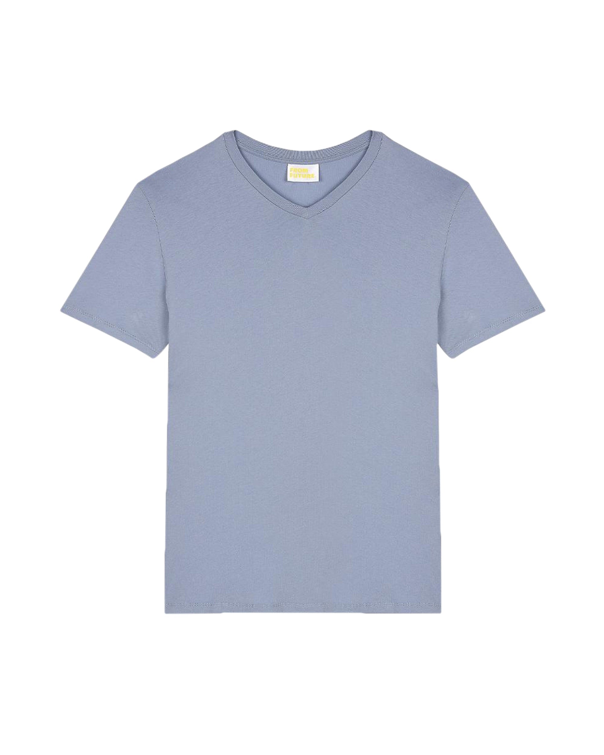 T-shirt à col V droit - Blue-Gray