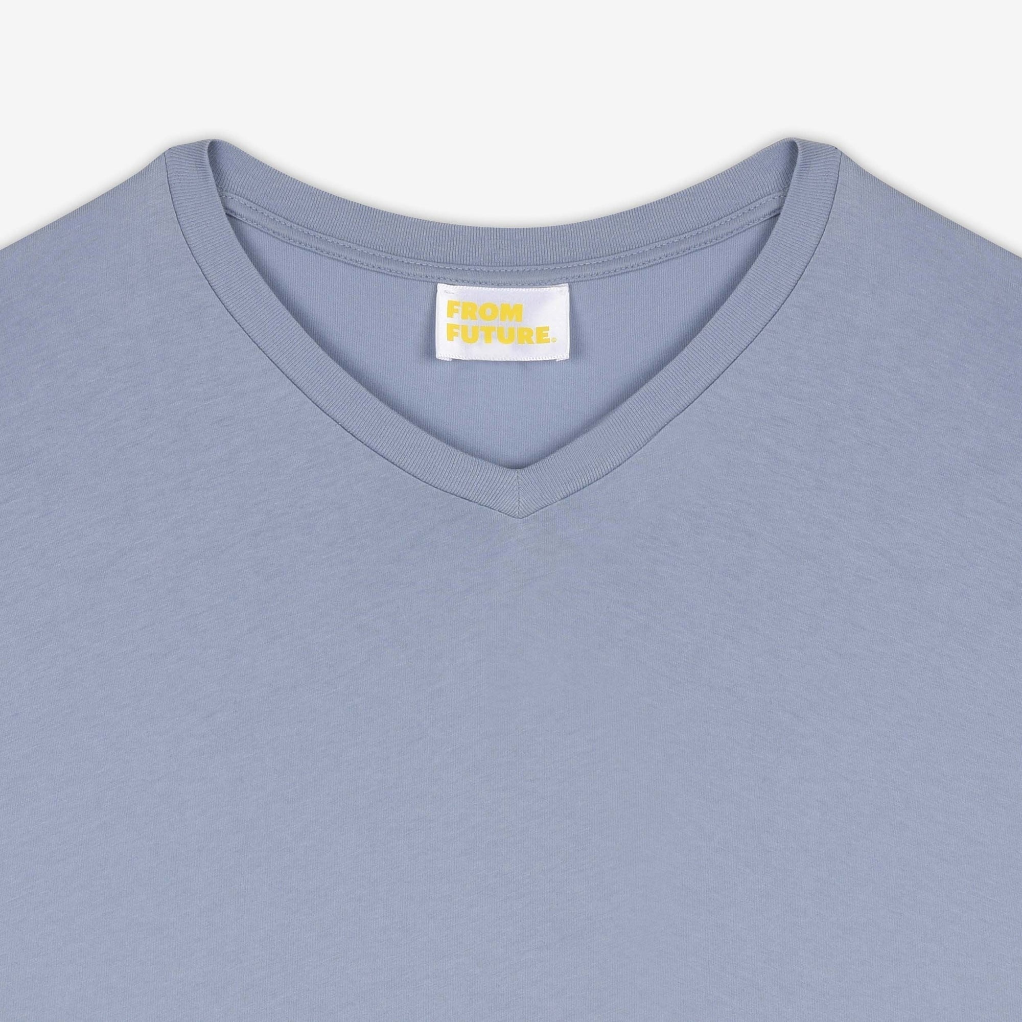 T-shirt à col V droit - Blue-Gray