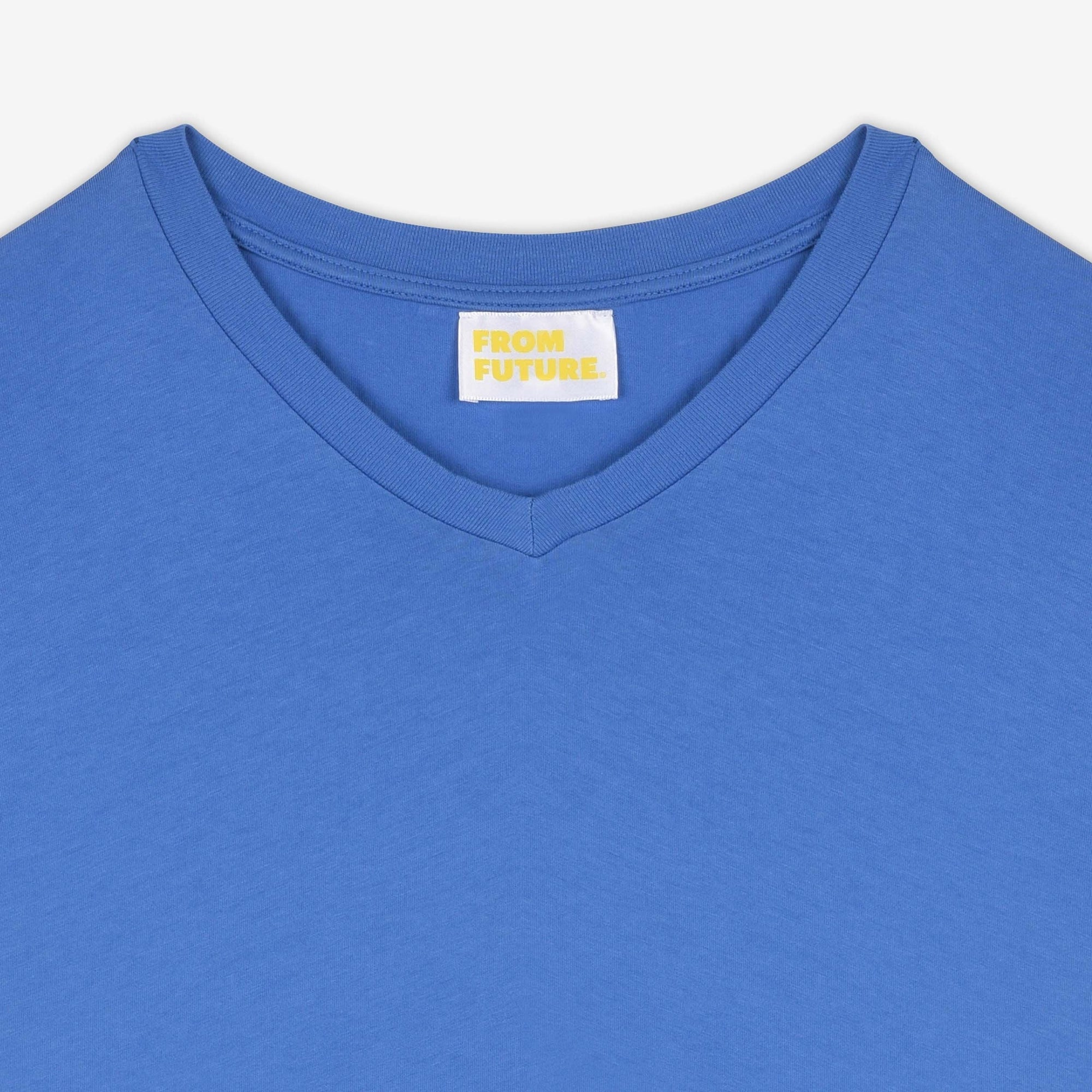 T-shirt à col V droit - Denim Blue